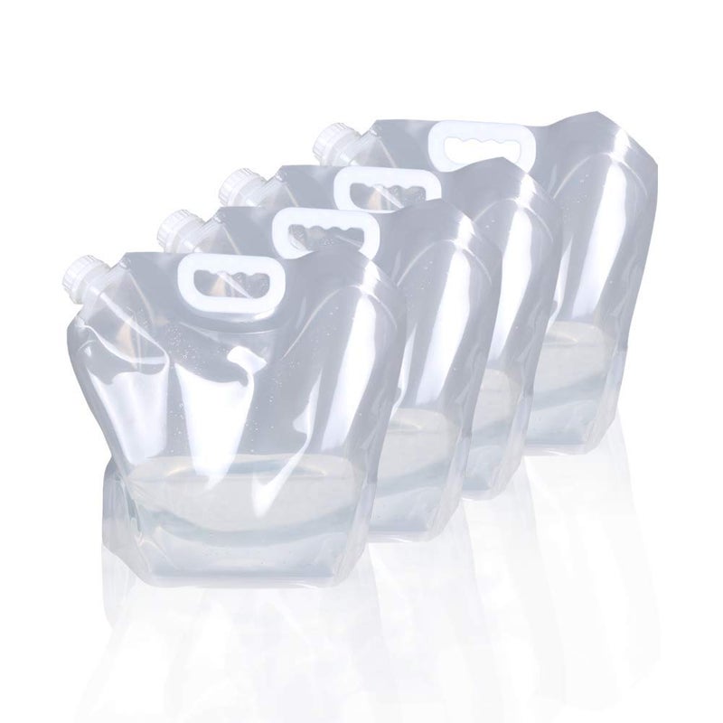 Soddeph Collapsible Water Container Bag, BPA Free Food Grade Clear Plastic Storage Jug for Sport Camping Riding Mountaineer,Freezable, Food Grade (4-pack-1.3 Gal) - Image 1
